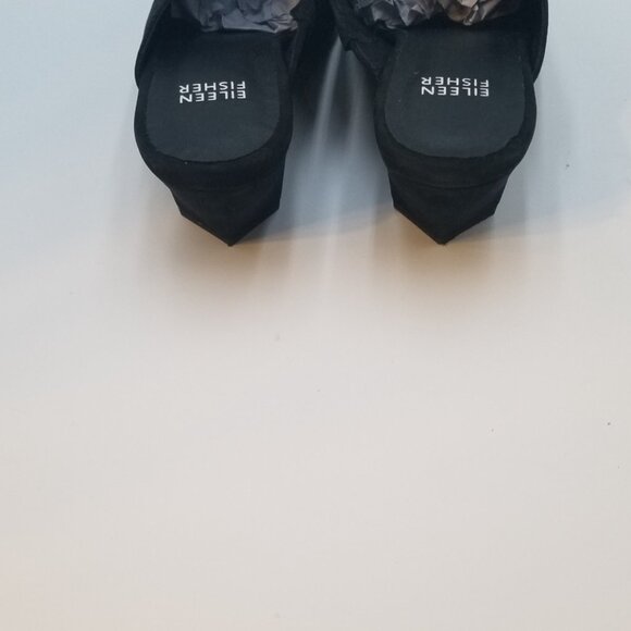 Eileen Fisher Genuine Suede Black Mules Suede Heeled size 7.5 - Picture 3 of 4